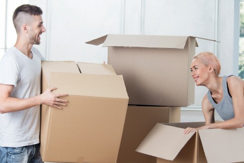 Packed household items prepared for local removals in north-west London
